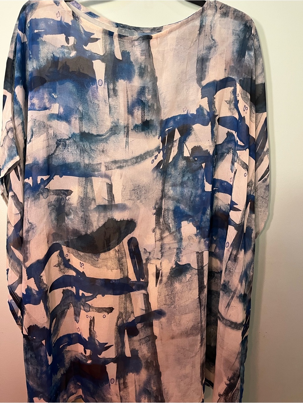 Bryn Walker Blue and bream Abstract Sheer Tunic S - Picture 3 of 9